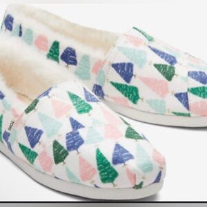 TOMS X Paper Source White Bottle Brush Trees Alpargata Ortholite Slip-On 8.5